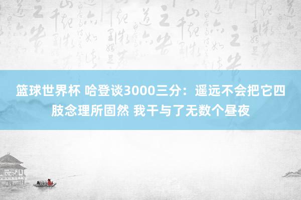 篮球世界杯 哈登谈3000三分：遥远不会把它四肢念理所固然 我干与了无数个昼夜