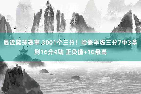 最近篮球赛事 3001个三分！哈登半场三分7中3拿到16分4助 正负值+10最高