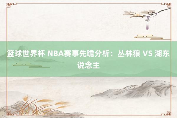 篮球世界杯 NBA赛事先瞻分析：丛林狼 VS 湖东说念主