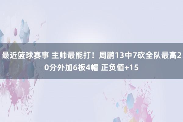 最近篮球赛事 主帅最能打！周鹏13中7砍全队最高20分外加6板4帽 正负值+15