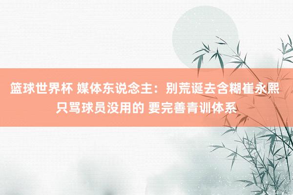 篮球世界杯 媒体东说念主：别荒诞去含糊崔永熙 只骂球员没用的 要完善青训体系