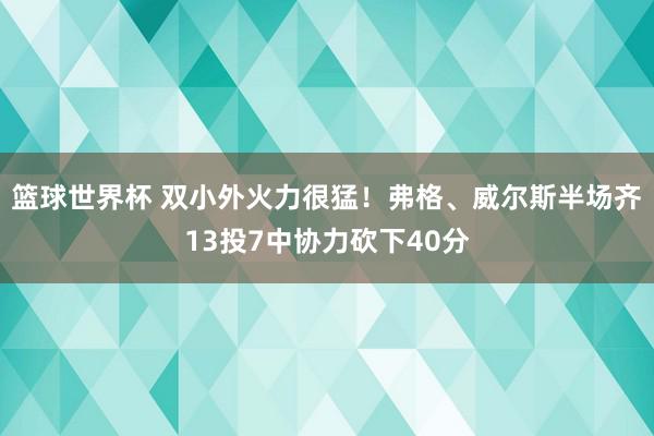 篮球世界杯 双小外火力很猛！弗格、威尔斯半场齐13投7中协力砍下40分