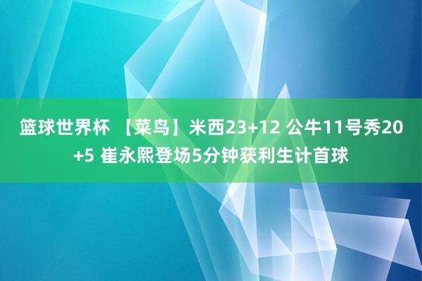 篮球世界杯 【菜鸟】米西23+12 公牛11号秀20+5 崔永熙登场5分钟获利生计首球