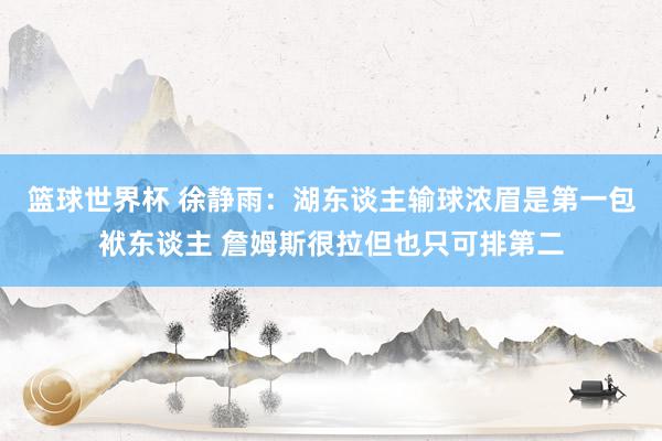 篮球世界杯 徐静雨：湖东谈主输球浓眉是第一包袱东谈主 詹姆斯很拉但也只可排第二